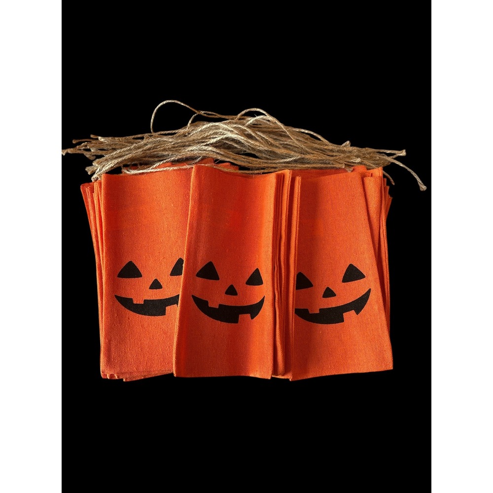Halloween‎ Jack-O-Lantern Pumpkin Burlap Treat Bags Set Orange 50 pack
